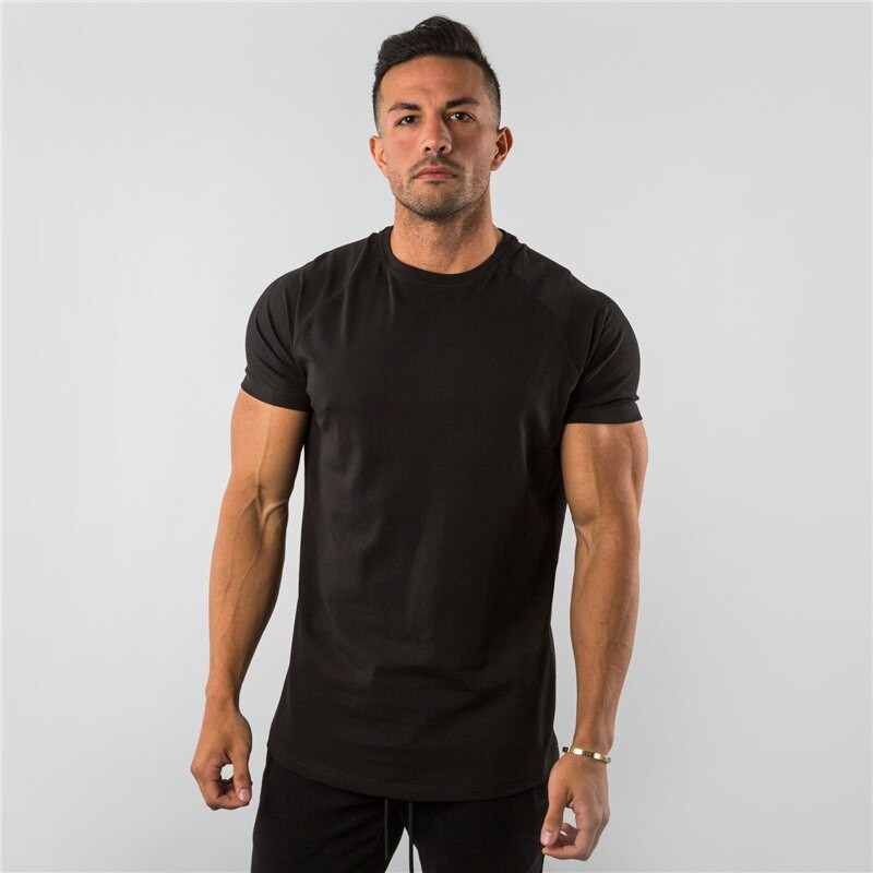 New Summer Sportswear Mens O-neck T Shirts Fashion Men's Tops Cotton Fitness T-shirt Gym Short Sleeve Bodybuilding Tshirt