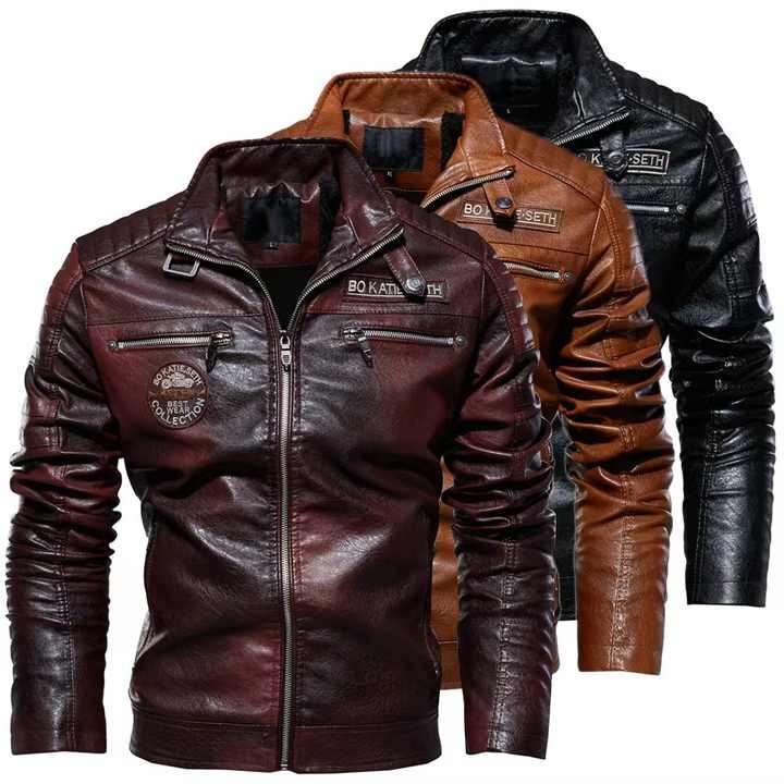 Plus Size Men's Clothing Warm Thick Zip Up Jacket Casaca De Cuero Erkek Mont Leather Jacket Men Coat Winter Clothes For Men 2022